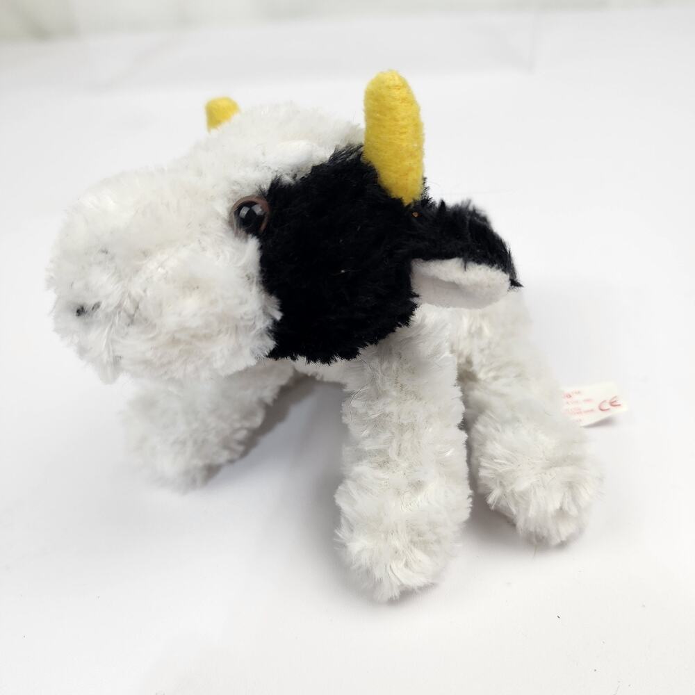 Russ Berrie Floppies Charlie Cow 20355 Mini Plush 6.5" Curly Fur Yellow Horns